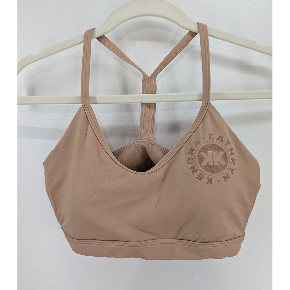 Gymshark Kathryn Kendra KK Sports Bra Tan Nude Racerback Womens Size Medium